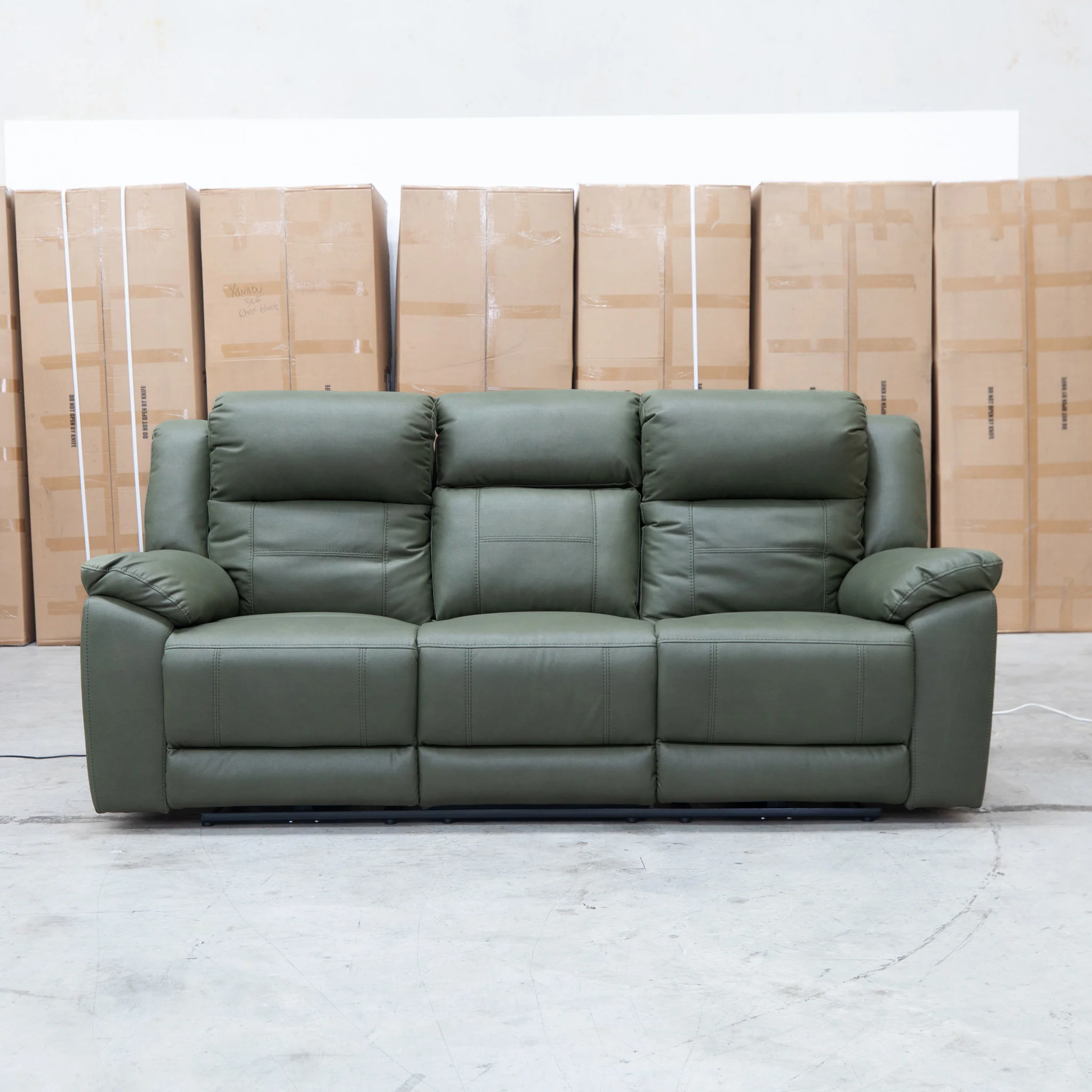 Venus Three Seat Triple-Motor Electric Recliner Lounge - Moss - Image 9