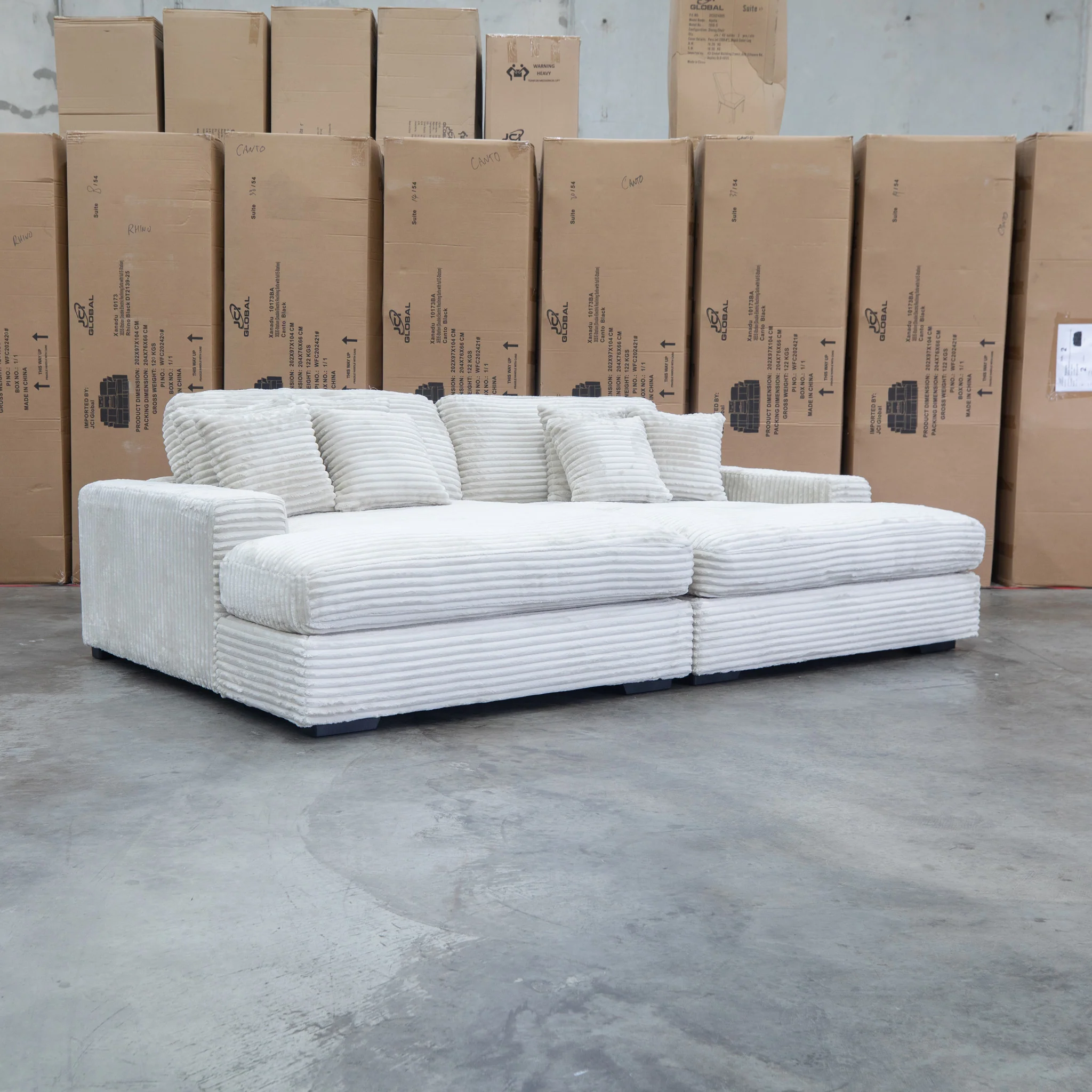 Vermont Oversized Plush Double Chaise Lounge - Beige - Image 4